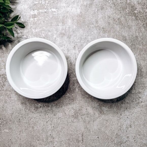 Small White Porcelain Dog Dishes - Picture 1 of 3